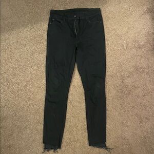 MOTHER Midnight Black Skinny Jeans